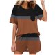 thumbnail image 1 of Conjunto de Pijama de las Mujeres de Moda Casual Color Sólido Manga Corta Cuello Redondo Top Y Pantalones, 1 of 6
