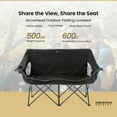 thumbnail image 3 of ARROWHEAD OUTDOOR Portable Folding Double Duo Camping Chair Loveseat w/ 2 Cup & Wine Glass Holder, Heavy-Duty Carrying Bag, Padded Seats & Armrests, Supports up to 500lbs, Charcoal Black, 3 of 8