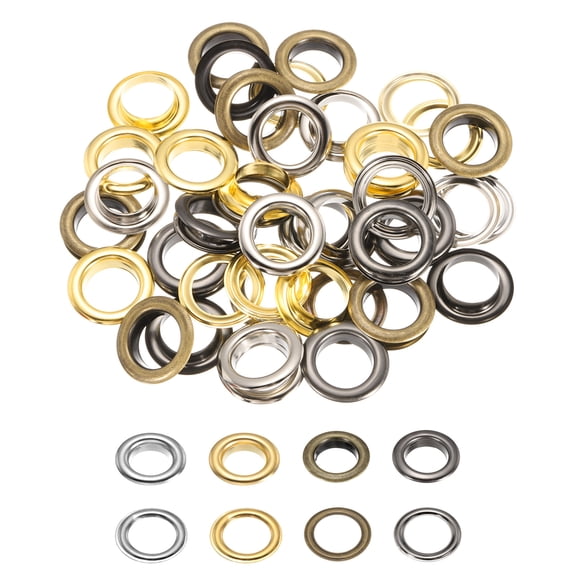 100 Set Copper Grommets Eyelets, 11/16"(17mm) Grommets Eyelets with Washers for DIY Project (Gold/Silver/Grey/Bronze)