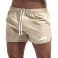 thumbnail image 2 of Mens Swim Trunks Men's Solid Color Casual Beach Board Shorts Sports Quick-Dry Swim Trunks with Drawstring Summer Surfing Bathing Suit Crop Pants for Swimming Travel Khaki XL, 2 of 5