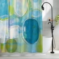 thumbnail image 2 of Abstract Blue White Green Printing Fabric Shower Curtain Graffiti Washable Shower Curtains for Bathroom, Waterproof Bath Curtain with Hooks Home Decor 72x72in, 2 of 8