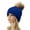 Blue, variant on Winter Knit Hat with Faux Fur Pom Pom, Warm Wool Blend Beanie for Men and Women, Soft Stretchable Cold Weather Hat with Plush Ball, Unisex Outdoor Ski Cap for Autumn and Winter Seasons Black