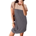 thumbnail image 2 of Fantaslook Summer Color Block Dresses for Women Crewneck Short Sleeve T shirts Dress Ribbed Dresses with Pockets, 2 of 8