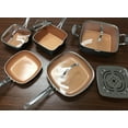 thumbnail image 3 of Gotham Steel Square 10 Pc Pots and Pans Set Non Stick, Ceramic Cookware Set w/ Ultra Nonstick Ceramic Coating, Square Pot and Pan Set Includes Shallow Skillet, Stock Pot, Oven/Dishwasher Safe, Copper, 3 of 6