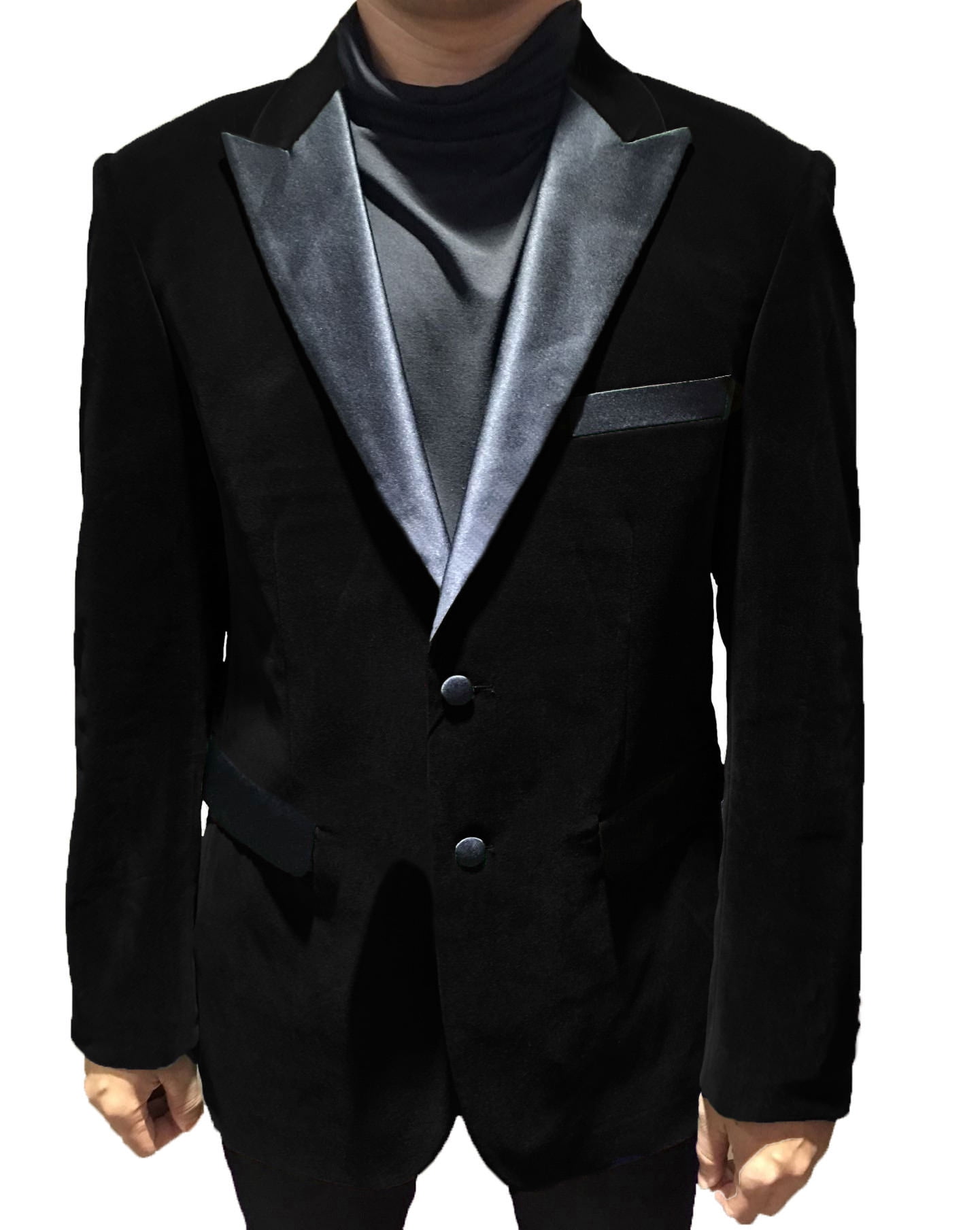 Mens Regular Fit Two Button Velvet Blazer Dinner Jacket Peak Lapel