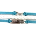 thumbnail image 5 of Vintage Silvertone Bestfriend Infinity Charms Light Blue Braided Leather Rope Bracelet, 5 of 5