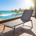 thumbnail image 4 of Costway 1 PCS Chaise Longue de Patio Fauteuil Inclinable Dossier Réglable Jardin Terrasse Gris, 4 of 10