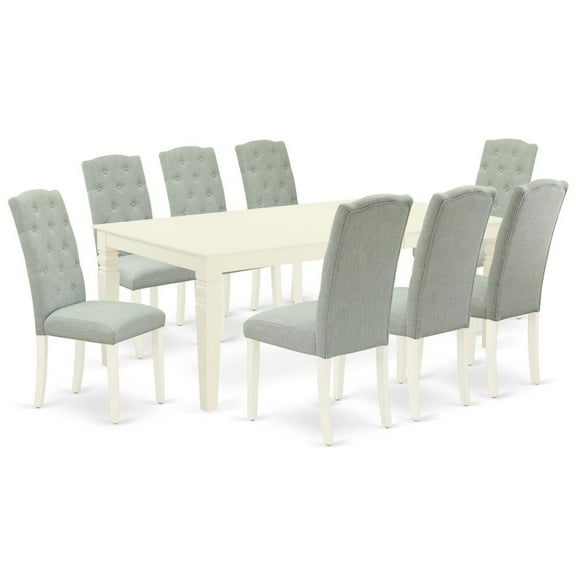 East West Furniture Dining Room Set Linen White, LGCE9-LWH-15