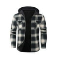 thumbnail image 4 of purcolt Men's Sherpa Lined Plaid Flannel Shirt Jacket with Hood Button Down Slim Hoodies Winter Warm Outerwear Coat with Pockets, 4 of 8