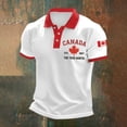 thumbnail image 2 of Telankuip Men's Canada Flag Print Polo Shirts Button up Lapel Short Sleeve Slim Fit Polo Tees Fashion Canadian Maple Leaf and Letter Graphic Design Summer Casual Tops 4-White XXXXXL, 2 of 3