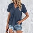 thumbnail image 6 of SUNBS Shirts for Women Short Sleeve V Neck Blouses Casual Loose Fit Pleated Tops Trendy Cute Fashion Clothes, 6 of 8