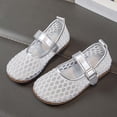 thumbnail image 5 of WEIGFI Toddler Baby Girls Sandals Closed Toe Breathable Mesh Ballet Soft Sole Casual Lightweight Adjustable Strap Funny Holiday Shoes,Silver,9-9.5 Years, 5 of 8