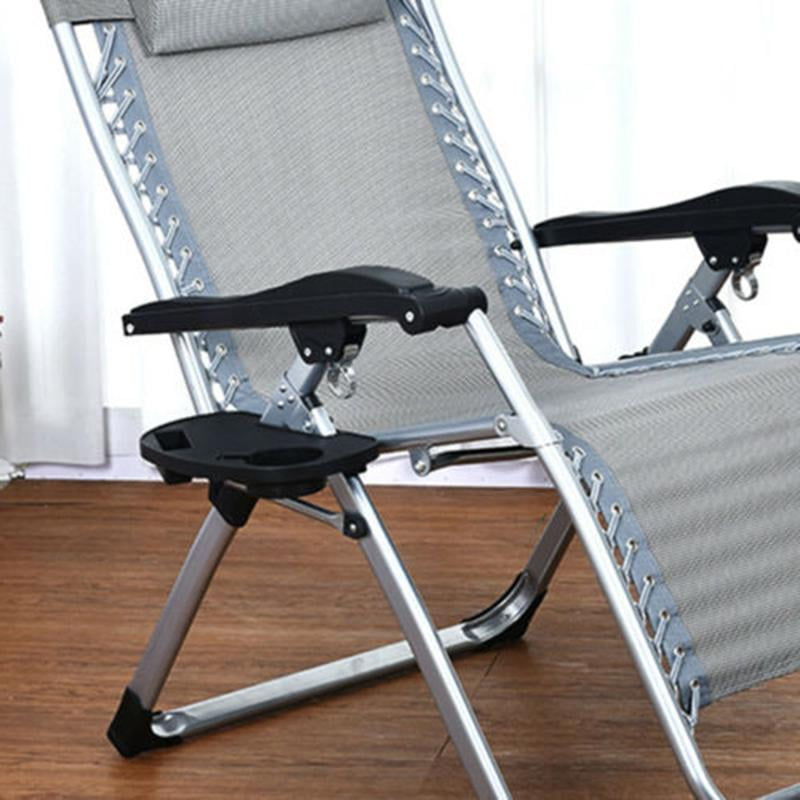 Folding Reclining Garden Lounger Chair Accessory Clip On Side Table Drink Holder 