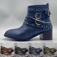 thumbnail image 4 of NOKIO Women'S Statement Buckle Ankle Boots Women'S Retro Cowboy Ankle Boots Women's Boots Girls Short Bootie Cowboy Motorcycle Leather Shoes Ankle Boots Women'S Chic Pointed Toe Booties, 4 of 7