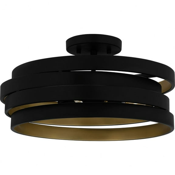 Quoizel Berner 3-Light Matte Black Semi-Flush Mount Light