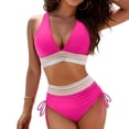 thumbnail image 2 of JoveMarine Women's High Waist Bikini Set V Neck Padded Swimsuit Two Piece Sexy Beach Bathing Suit with No Underwire Bathing Suit For Womens Swimsuits Hot Pink XL, 2 of 7