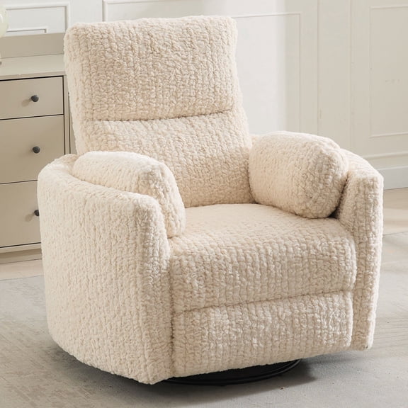 Power Nursery Swivel Glider Recliner Upholstered Lounge Single Reclining Chair for Bedroom, Living Room
