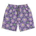 thumbnail image 2 of Honeii's Daisies Flowers Print Men's Casual Shorts with Drawstring，Swim Trunks Quick Dry Beach Shorts, 2 of 5