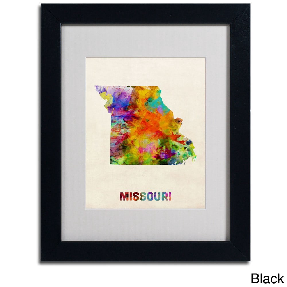 Trademark Fine Art "Missouri Map" Matted Framed Art by Michael Tompsett, Wood Frame