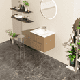 thumbnail image 2 of Resenkos24" Wall-Mount Bathroom Vanity Cabinet With White Basin Sink Combo Floating, MDF, Walnut, 2 of 7
