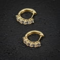 thumbnail image 3 of Men's Women's Yellow Gold Plated 925 Sterling Silver Cz Pointer Hoop Earrings, 3 of 5
