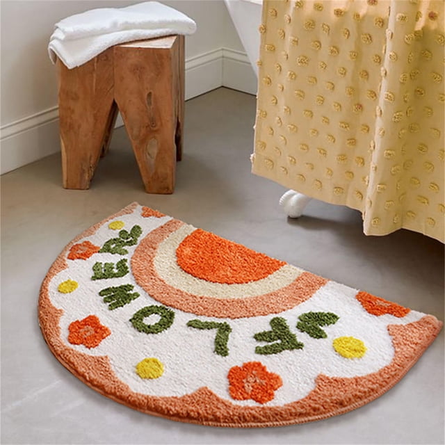 Semicircular Bathroom Mat, Absorbent Floor Mat, Quick-Dry Toilet Mat, Non-Slip Bath Rug, Modern Home Decor, Durable Door Mat