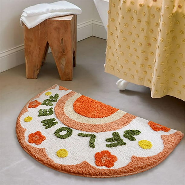 Alfombra de Baño Semicircular de 40 X 60 Cm, Absorbente, para Puerta Del Hogar, de Secado Rápido
