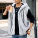 thumbnail image 5 of Ceisia Men's Loose Fit Faux Fur Hooded Vest with Vertical Stripe Texture Gift, 5 of 8