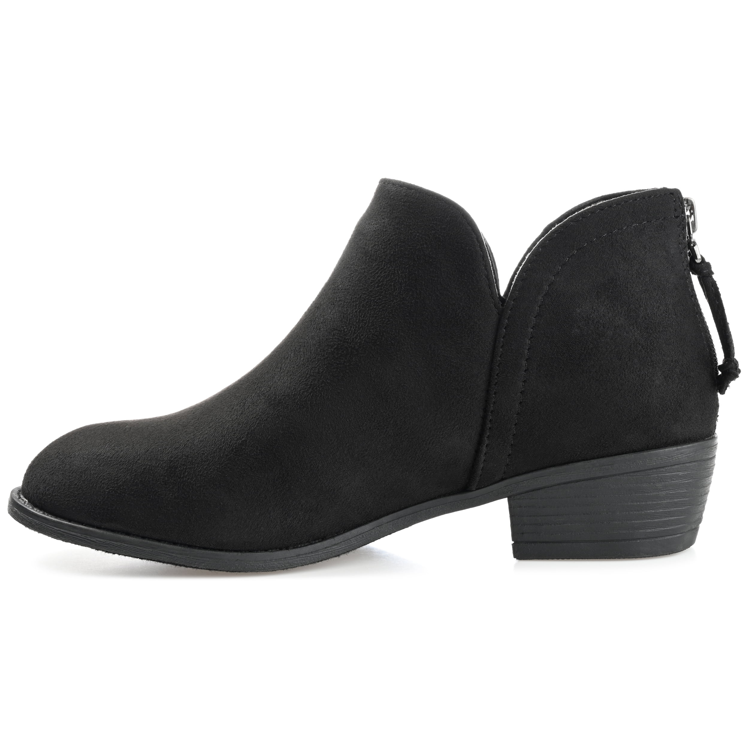 Journee Womens Livvy Back Heel Zip Stacked Heel Booties, Widths Available