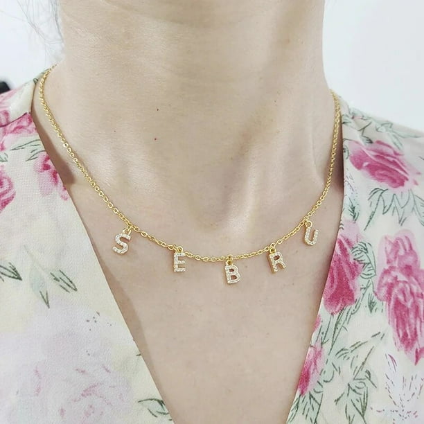 Collar con colgante de nombre personalizado, Color dorado y plateado, Alpahbet, regalo de cumpleaños, Valentiens, inicial europea, joyería elegante