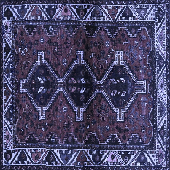 Ahgly Company Machine Washable Indoor Square Persian Blue Traditional Area Rugs, 5' Square