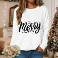 thumbnail image 2 of larppty Merry Sweatshirts for Women Christmas Crewneck Sweaters Letter Pullover Winter Tops Fashion Outfits (White, XL), 2 of 6