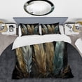 thumbnail image 2 of Designart "Gilded Feathers Gold II" Glam Feather Bedding Covert Set - Glam Gold Floral Bed Set With 1 Sham, 2 of 6
