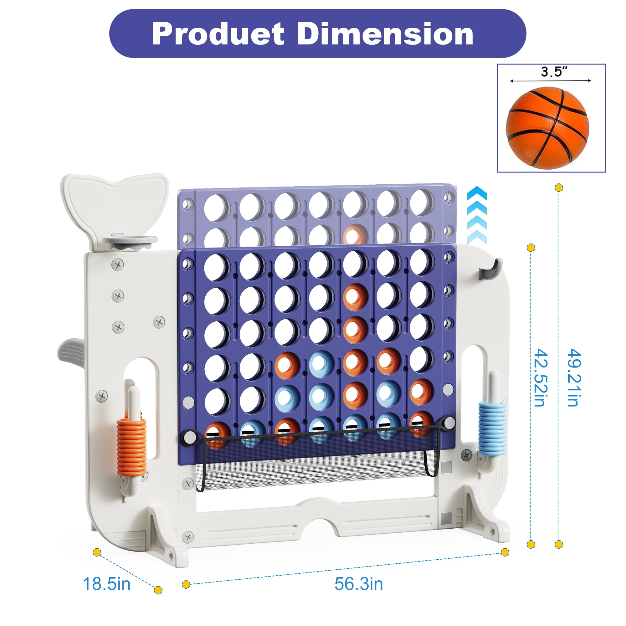 EUROCO 4-to-Score Giant Game Set with Mesh Bag,Indoor & Outdoor Height Adjustable Ring Toss Game Set for Kids and Adults