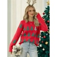 thumbnail image 6 of Women'S Ugly Funny Christmas Sweaters Long Sleeve Knit Pullover Sweater Cute Reindeer Tree Snowflake Sweater Red M, 6 of 7