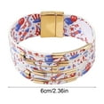 thumbnail image 3 of Yhmxh Independence Day American Flag Bracelets for Women Men, Red White Blue Magnet Bracelets, 4th of July Patriotic Independence Day Jewelry, Red Line Leather Rubber Wristband, 3 of 6