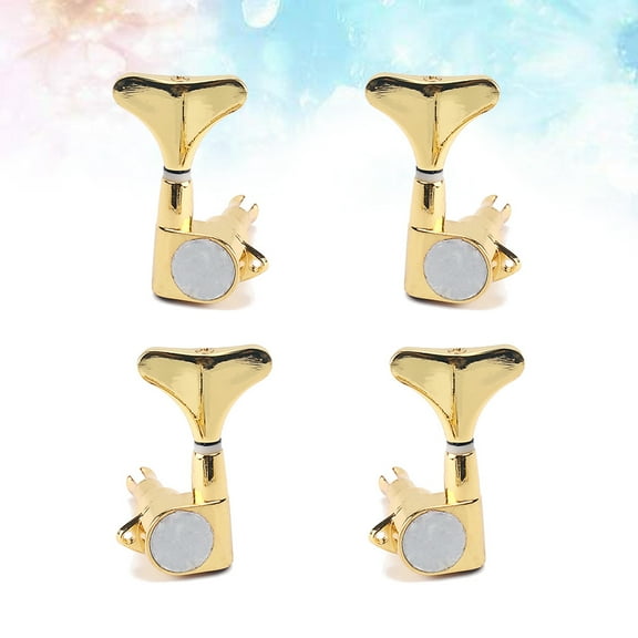 HEMOTON 4 PCS Sealed Bass Tuning Pegs Keys Tuner Machine Heads 2L2R with Mounting Screws Ferrules Bushings for Acoustic Electric Guitar Bass (Golden)