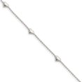 thumbnail image 1 of 925 Sterling Silver 5mm Dangling Heart Chain Anklet, 1 of 2