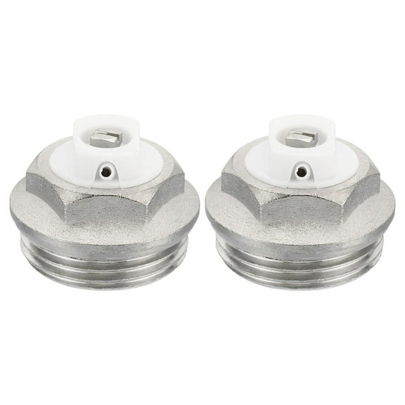 REGALWOVEN 1" BSP Male Thread Manual Radiator Air Vent Plug Valves, 2 Pack Nickel Plated Brass Plug