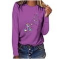 thumbnail image 1 of Pisexur Hauts pour Femmes Mode d'Automne T-Shirt à Imprimé Graphique Amusant Col Rond Manches Longues Chemises pour Femmes Chic Décontracté Hauts de Sortie Confort Polyvalent Blouses Légères, 1 of 5