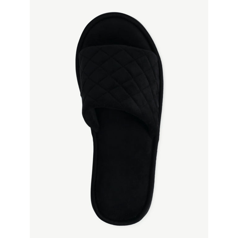 Joyspun Women's Quilted Single Band Slide Slippers, Wide Joyspun Women's Quilted Single Band Slide Slippers, Wide
