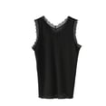 thumbnail image 2 of Jalioing Womens V Neck Tank Tops Solid Casual Basic Sleeveless Lace Trim Tanks Fashion Ribbed Knit Undershirts Tops, 2 of 7