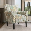 thumbnail image 6 of BELLEZE Modern Accent Chair for Living Room, High Back Linen Armchair with Wooden Legs, Upholstered Wingback Side Chair Padded Armrest Single Sofa for Living Room, Bedroom - Allston (Green Coral), 6 of 7