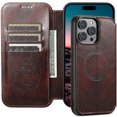 thumbnail image 6 of DeCase Compatible with MagSafe Case for iPhone 15 Plus, Slim Magnetic Flip Folio PU Leather Stand with Wallet Card Slot Shockproof Rugged Protective Phonen Case Cover, brown, 6 of 7