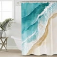 thumbnail image 2 of Small Stall Shower Curtain 48x72 Inch Narrow Half Size Teal Waves Coastal Bath Curtains Bathroom Decor Summer Beach Nautical Ocean Waterproof Fabric Shower Curtain Set with Hooks 48 Inch, 2 of 6