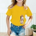 thumbnail image 2 of YOUSNH T-Shirt d'Été à Manches Courtes et Col Rond Imprimé Mode Mignon pour Filles Jaune 4-6 Ans, 2 of 4