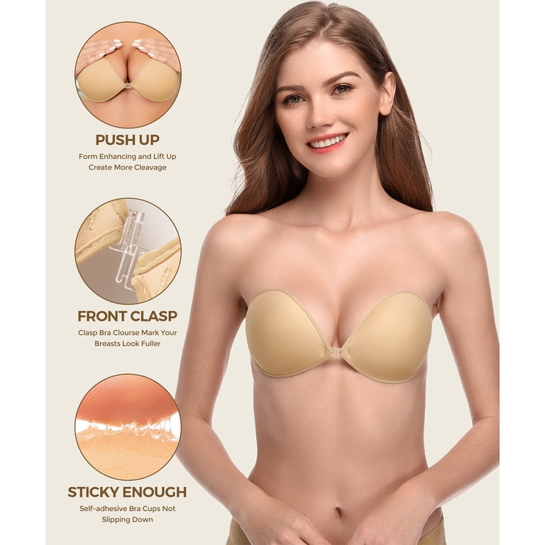 best bra for backless dress d cup TELOLY Adhesive Reusable Strapless Push-Up Silicone Invisible Sticky Bras Backless Dress,Sticky Boobsfor Women Push Up,Adhesive Bra for Large Breasts,Beige Undercover Glamours Wonderbra of sellout-alert-sent EVERPRETTY Plus Size Baby Size:us-14