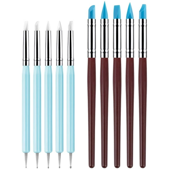 Silicone Clay Sculpting Tool - 10Pcs Modeling Dotting Tool for Pottery Craft, Rock, Nail, Blending, Drawing