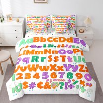 Castle Fairy Teens Monogrammed Letter Initial 7-Piece Bedding Comforter Set,Colorful Number King Bedding Sets,Kawaii Cute Ultra Soft Bed Sheets,Super Cozy Room Decor