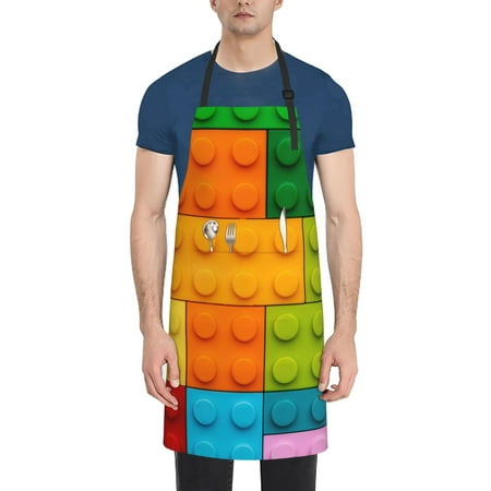 

Picia Colorful Building Blocks Waterproof Apron for Unisex Adult - Adjustable Bib Apron with Pockets Ideal for Cooking Gardening Painting and Household Chores